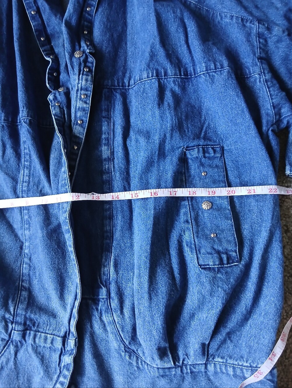 Vintage Women’s Blue Denim Jacket with Stud Details 80s 90s - Picture 6 of 11